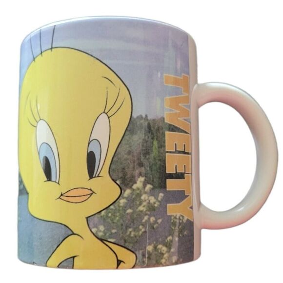 Vintage Tweety Bird & Sylvester Cat Looney Tunes Warner Bros. 1996 Coffee Cup - Picture 2 of 5